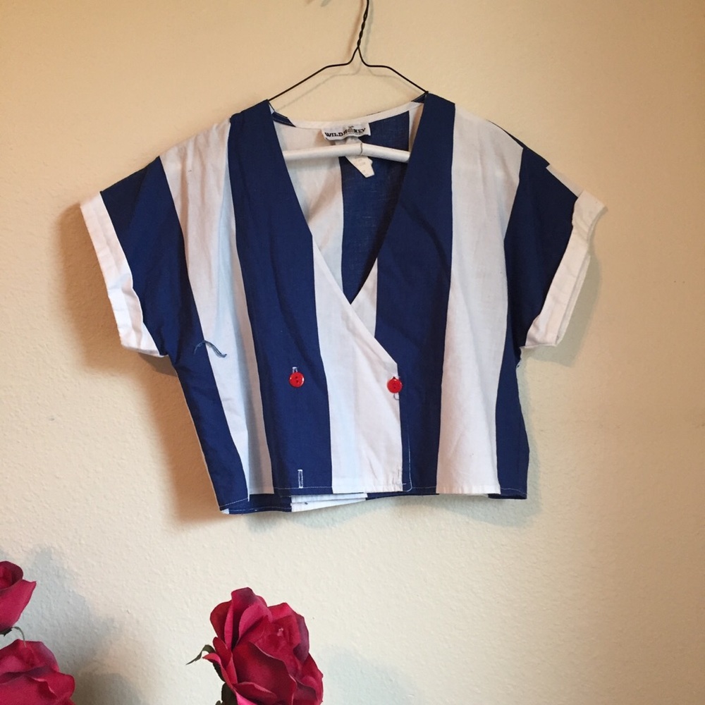 Vintage 80’s nautical striped crop top